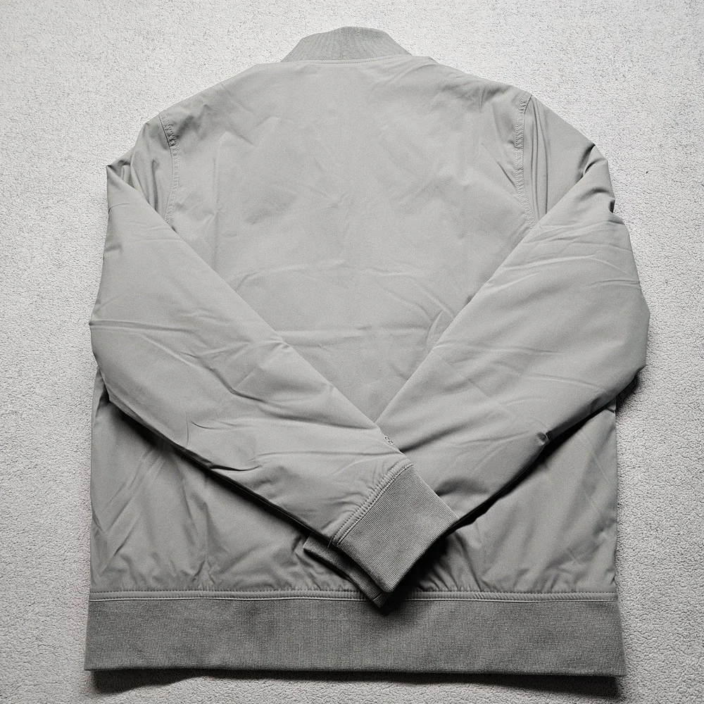 Banana Republic Bomber Jacket Mens Medium Gray Lined‎ Water Resistant Full Zip